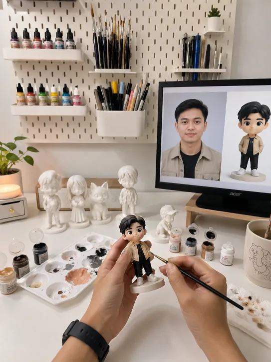 Proses melukis figurine di studio DHC Printlab